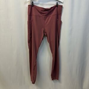Athleta Salutation Stash Mauve 7/8 Length Sheer Panel High Rise Legging XL Tall